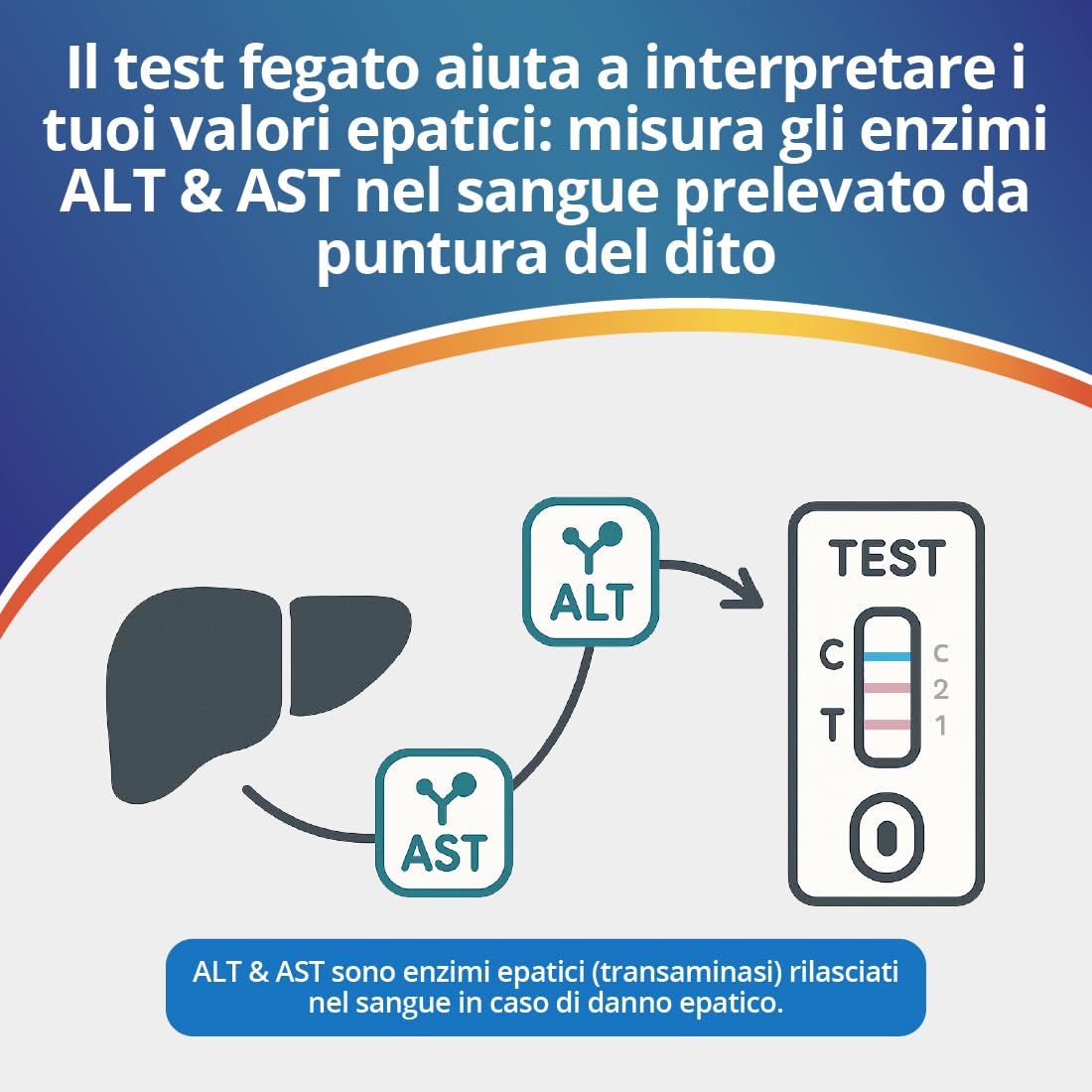 TEST FEGATO Adeste - Rapido fai da te per la rilevazione di problemi al fegato. Confezione da 2 test