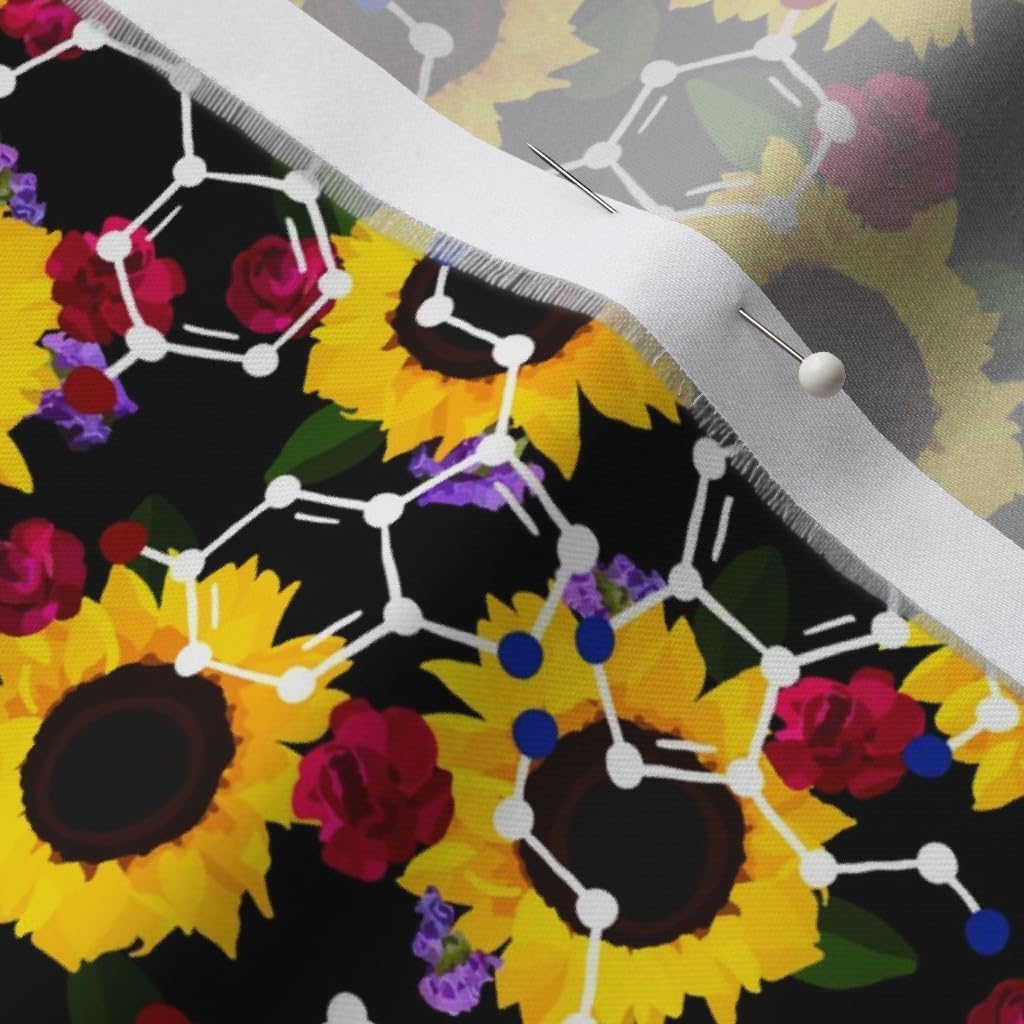 Spoonflower Fabric - Sunflowers Flower Floral Sunflower Science Chemistry Printed on Organic Cotton Sateen Fabric by The Yard - Sewing Quilting Apparel Home Decor