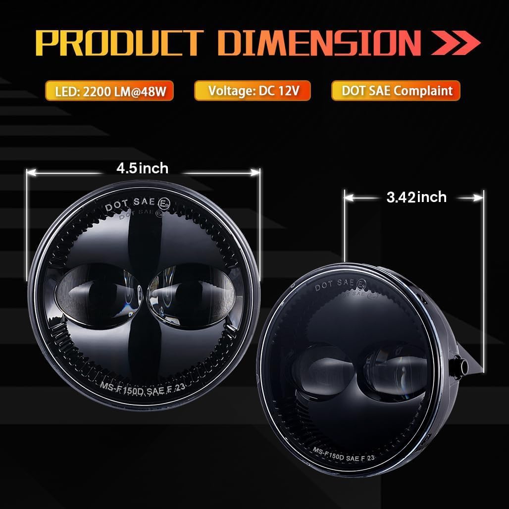 Z-OFFROAD 4.5 Inch 48W LED Fog Lights Assembly Compatible with 2007-2014 Ford Expedition 2008 2009 2010 2011 Ford Ranger - 1 Pair