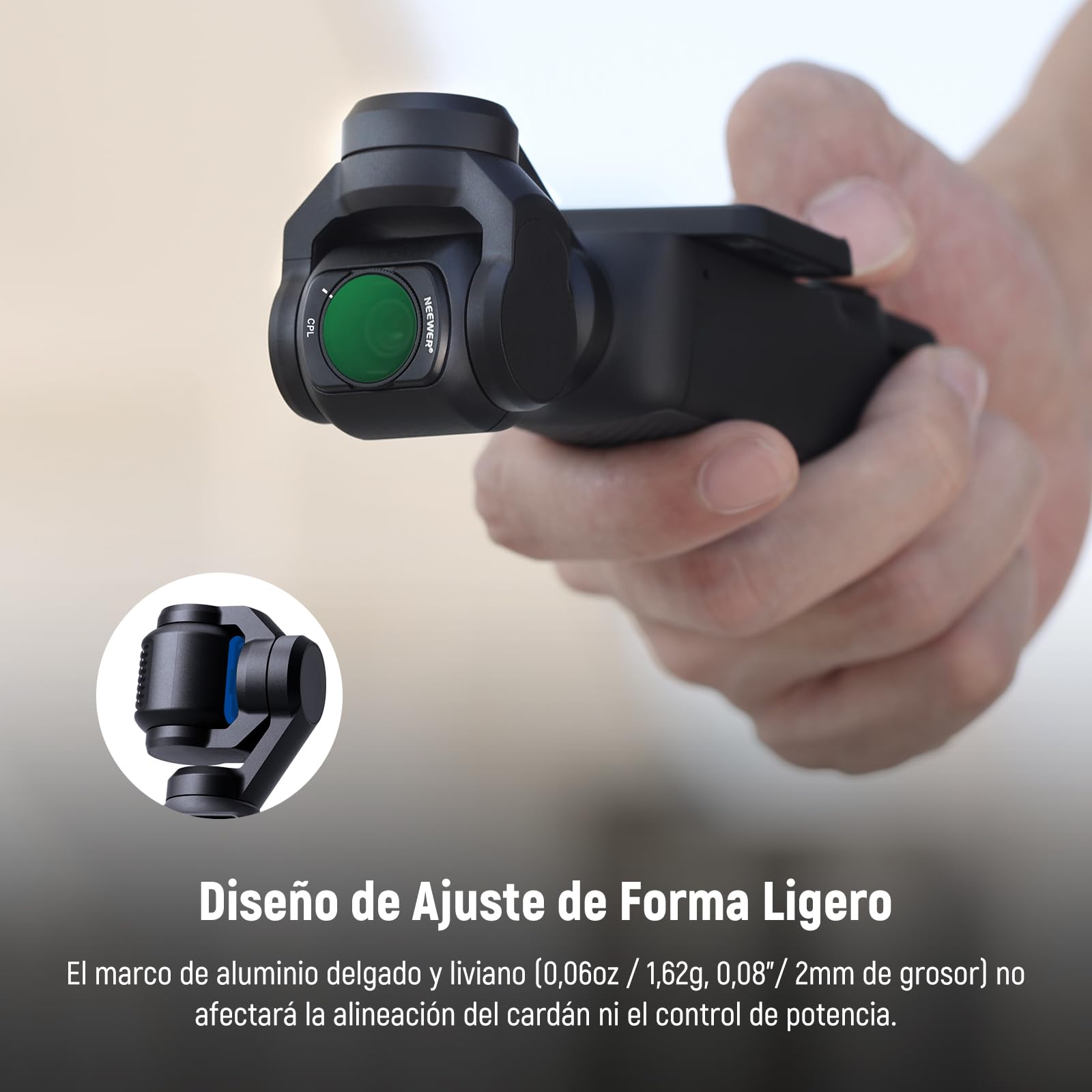 NEEWER Kit de Filtro Magnético Compatible con dji OSMO Pocket 3 / Pocket 4 / Xtra Muse,4 Pack Filtro Polarizador y Densidad Neutra ND16 ND64 ND256 Accesorios Vidrio Óptico HD Multicapa/Marco Aluminio