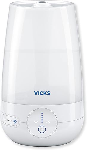 Vicks FilterFree Plus Cool Mist Plus Humidificador (VUL565), habitación media, humidificador de niebla fría sin filtro para habitaciones de bebés,