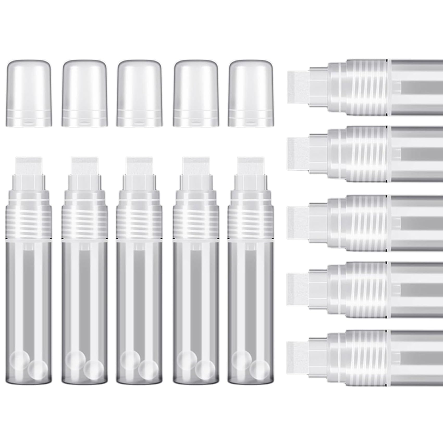 Lot de 30 Stylos à Peinture 15 mm Marqueur Permanent Vide en Acrylique Blanc Marqueur de Peinture Acrylique Transparent Marqueur Rechargeable