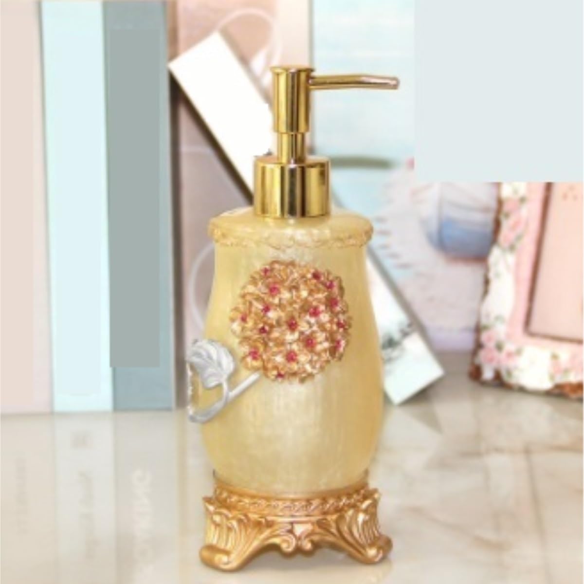 Dispenser Sapone Ricaricabile Dispositivo di Distribuzione del Sapone Liquido per Bagno, Fattoria, Cucina, Ufficio, Decorazione, Flacone Dosatore Liquido(Gold)