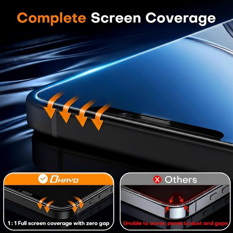 Image of OHAYO Military Strength Tempered Glass Screen Protector Compatible with iPhone 12 Mini | 9H+ Hardness, Strong Protection, Full Screen Edge-to-Edge Cover, Scratch Resistant, Bubble-Free Install, Ultra HD Clarity