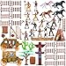 PROLOSO 56 Pcs Cowboys & Indians Figure Playset Toy Native American Figures Wild West Miniature Kit