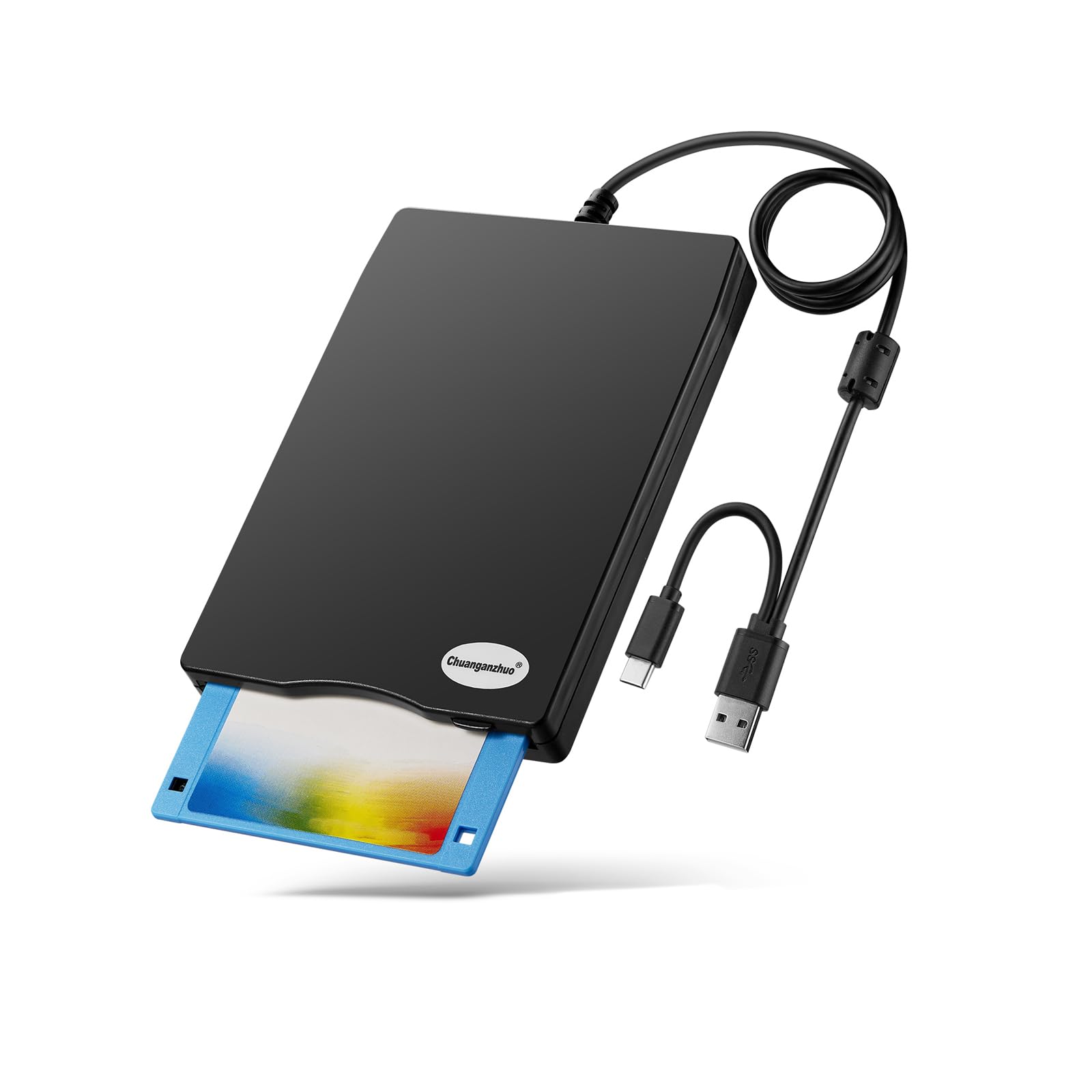 Floppy Disk Reader 3.5 inch USB Floppy Disk Drive External 3 1/2 Floppy disc Reader Portable Floppy Diskette Drive USB C for PC Laptop Notebook Computer with Windows 11/10(Smooth Texture, 3.5 Inch)