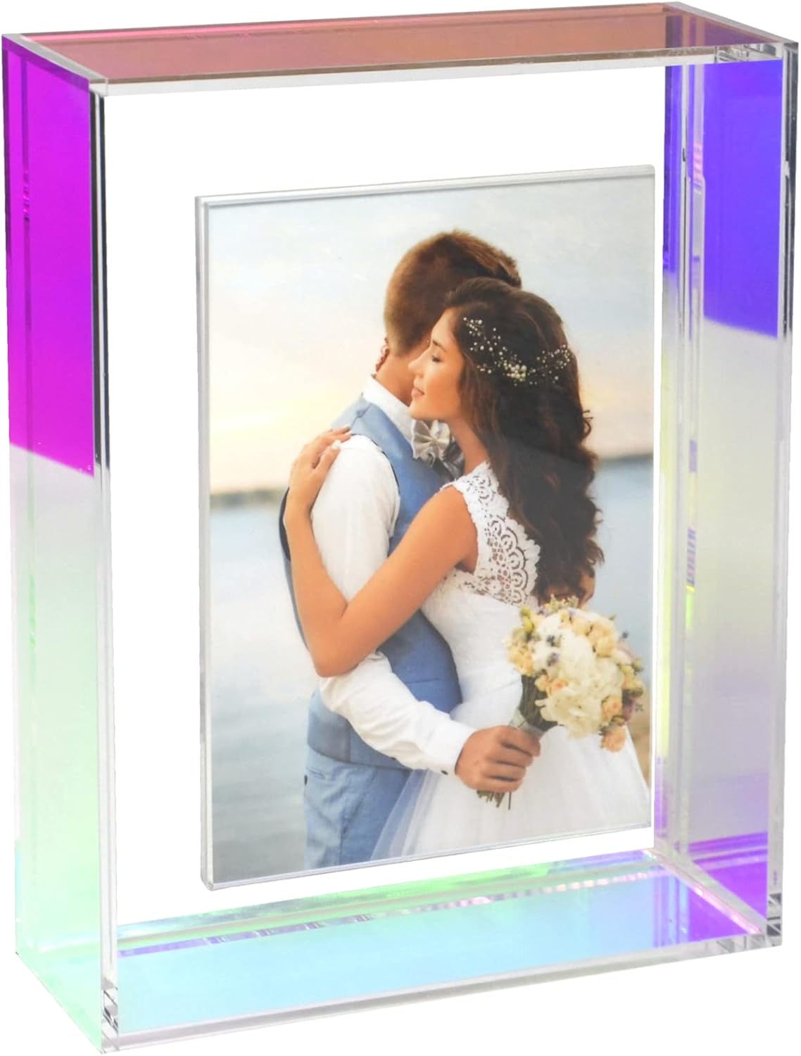 11x14 Acrylic Picture Frame Neon Floating Photo Frame for Wall Mount and Tabletop Decorative in Gallery Home Office, Iridescent