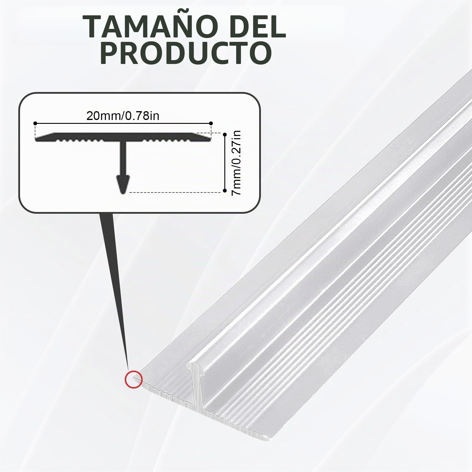 Perfil de Transición de Aluminio 3 piezas, Tira de Umbral Perfil en T de Conexión de Suelos, 900 x 20 mm, para transiciones entre baldosas, suelos, moquetas, Plata