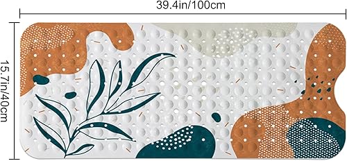 Miniatura 8 de Lnond Tapete para bañera antideslizante, bohemio extra largo de 40 x 16 pulgadas, tapete antideslizante para bañera, tapete de ducha abstracto de