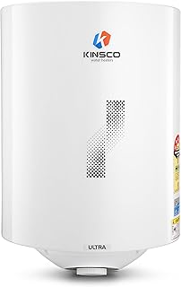 Kinsco Ultra Glassline Tank Electric Water Heater – High-Efficiency Vertical Storage Geyser for Instant Hot Water | Long Life Heating Element | 5-Star Rated (White)