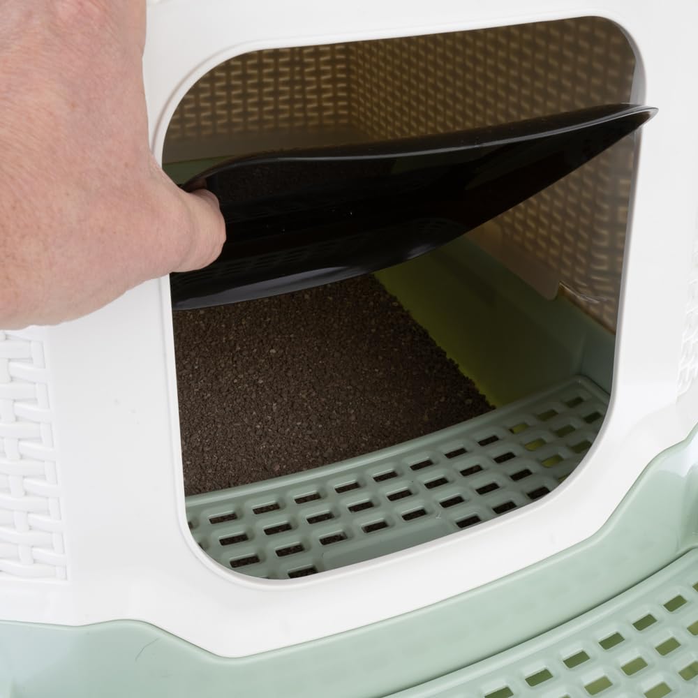Inodoro con capó con cajón de esparcidor | con escalera extensible para facilitar la entrada | Incluye bolsa para excrementos, pala y filtro de carbón | Dimensiones: 69 x 42 x 41 cm