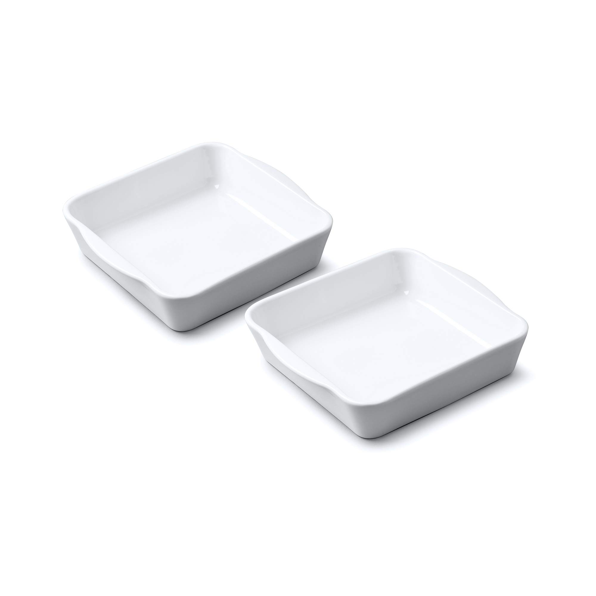WM Bartleet & Sons 1750 TSET136 Set of 2 Traditional Porcelain Small Square Roasting & Baking Dishes (13.5cm) – White