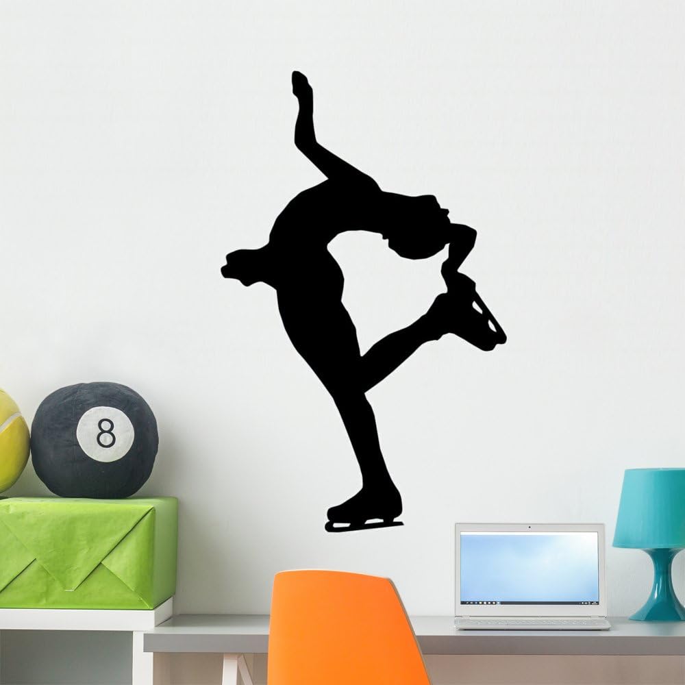 Ice Skating Silhouette Wall Decal by Wallmonkeys Peel and Stick Graphic (36 in H x 22 in W) WM201057