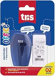 Apontador com Borracha, Tris, 7897476681078, Multicor, pacote de 2