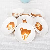 Vista 4 de Lindos platos de cerámica para salsas laterales de gato, mini plato de condimentos en forma de corazón, cuenco para sushi y soja, platillos