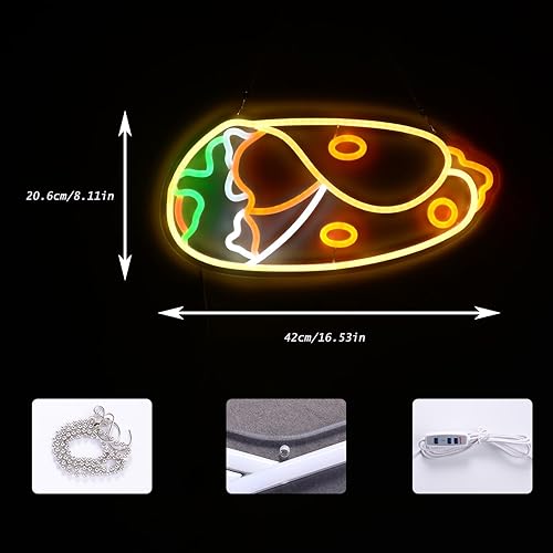 Miniatura 2 de Hot Dogs - Letrero de neón LED con forma de Hamburgo de 15.7 x 7.8 pulgadas, deliciosa lámpara de luz de comida rápida para perros calientes para el