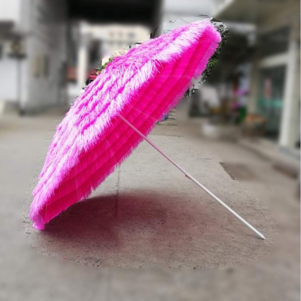 Parasol Tarasowy Parasol Plażowy O Długości 6,5 Stopy Imitacja Słomy Spódnica Pokryta Strzechą Ogrodowy Z 10 Żebrami Zewnętrzny Bez Podstawy Zewnątrz
