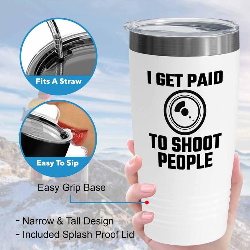 Photographer White Tumbler 20oz - To Sht People - Photography Backdrops Props Photographer Cameras Gifts Camera Lens image 4