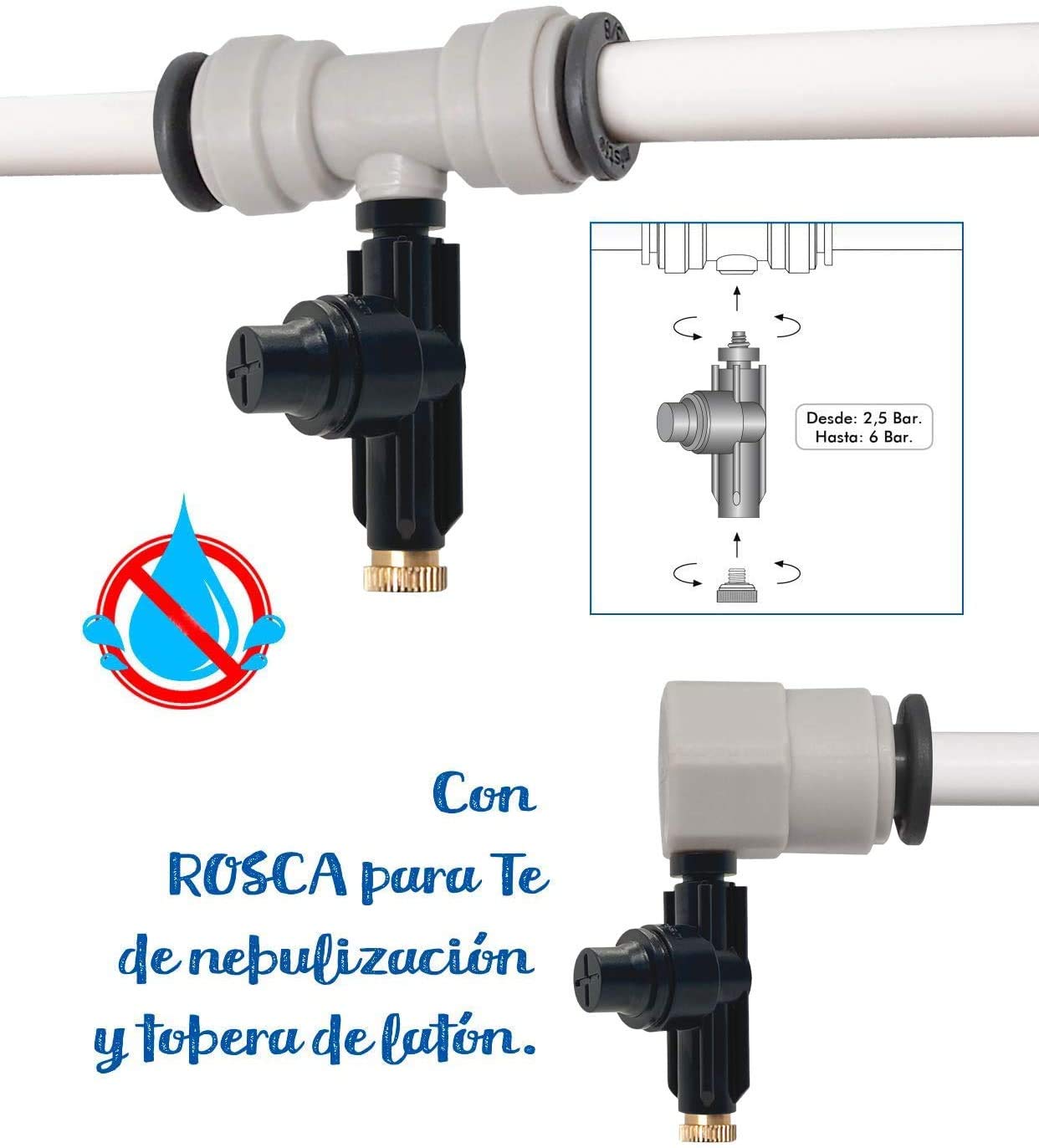Drip&Fresh G5125-10 - Válvula Anti-Goteo para Sistemas de Nebulización de Agua, compatible con Todas las Toberas 10/24 de Baja Presión, Pack de 10 Unidades