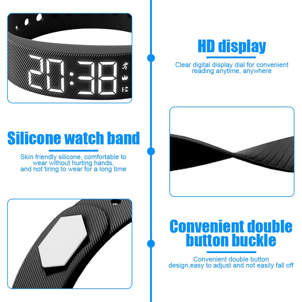 Bracelet Reveil Vibrant, Bracelet De Réveil Vibrant Silencieux, Étanchéité Ip65,MontreRéveil Rechargeable Par USB, Montre De Rappel D’Alarme Vibrante Pour Hommes Femme, Activité Quotidienne