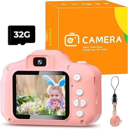 Cámara para niños, cumpleaños para niñas y niños, juguetes para niños de 3, 4, 5, 6, 7, 8 años, cámaras digitales HD1080P para selfie de video