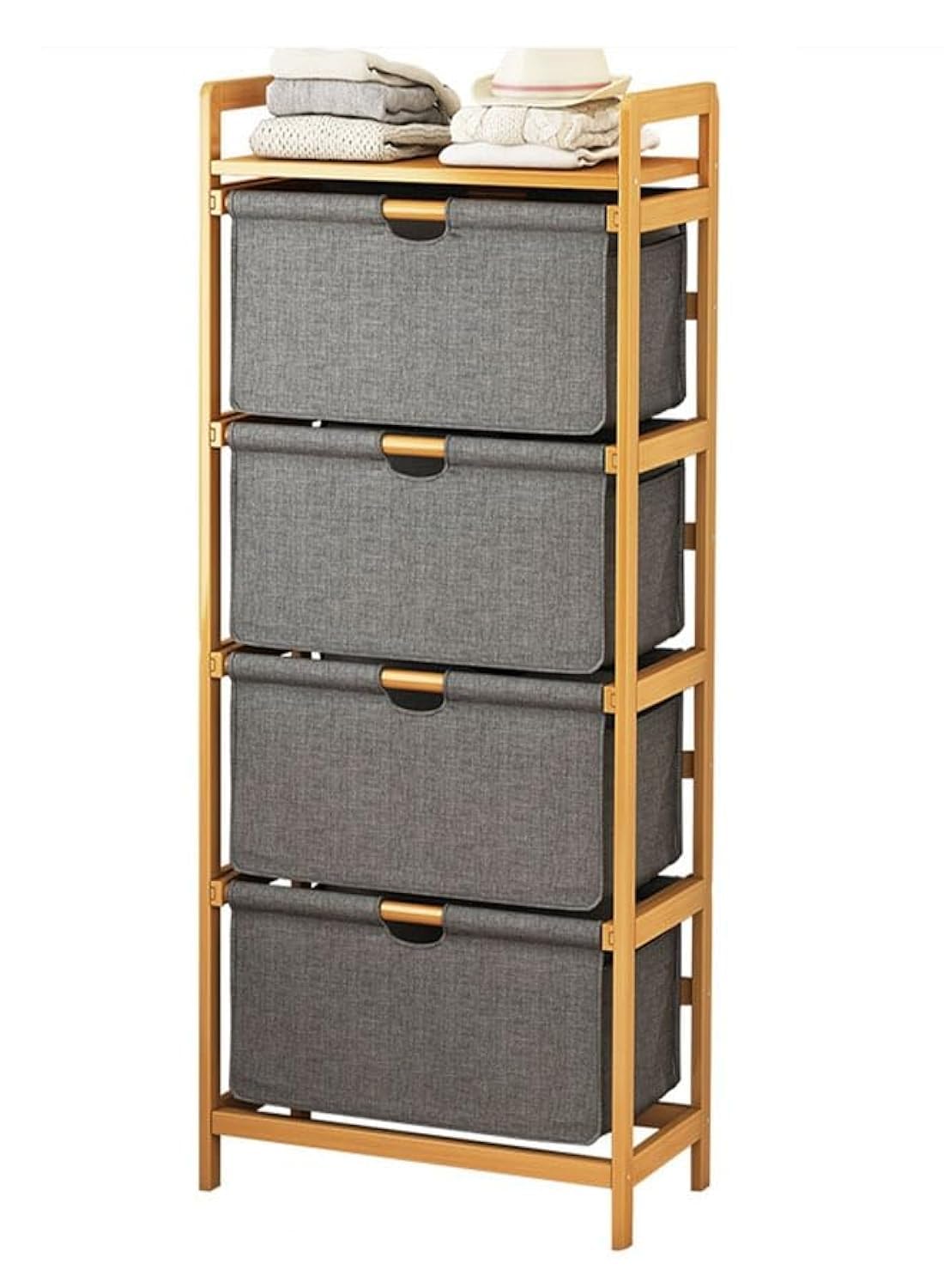 NKX 4 Tier Portable Children Cloth Storage Cabinet Wardrobe