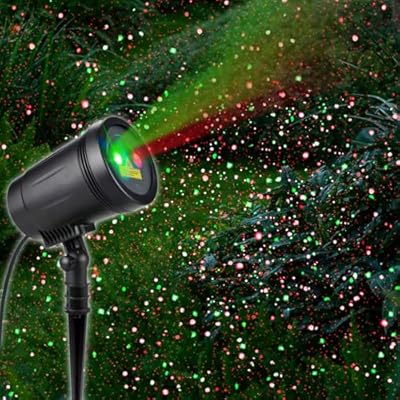 Outdoor Garden Laser Light Projector, Christmas Laser Lights with Red and Green Star Show, Waterproof Holiday Laser Light Landscape Spotlight, Suitable for Outdoor Garden, Home, Decoration, Party