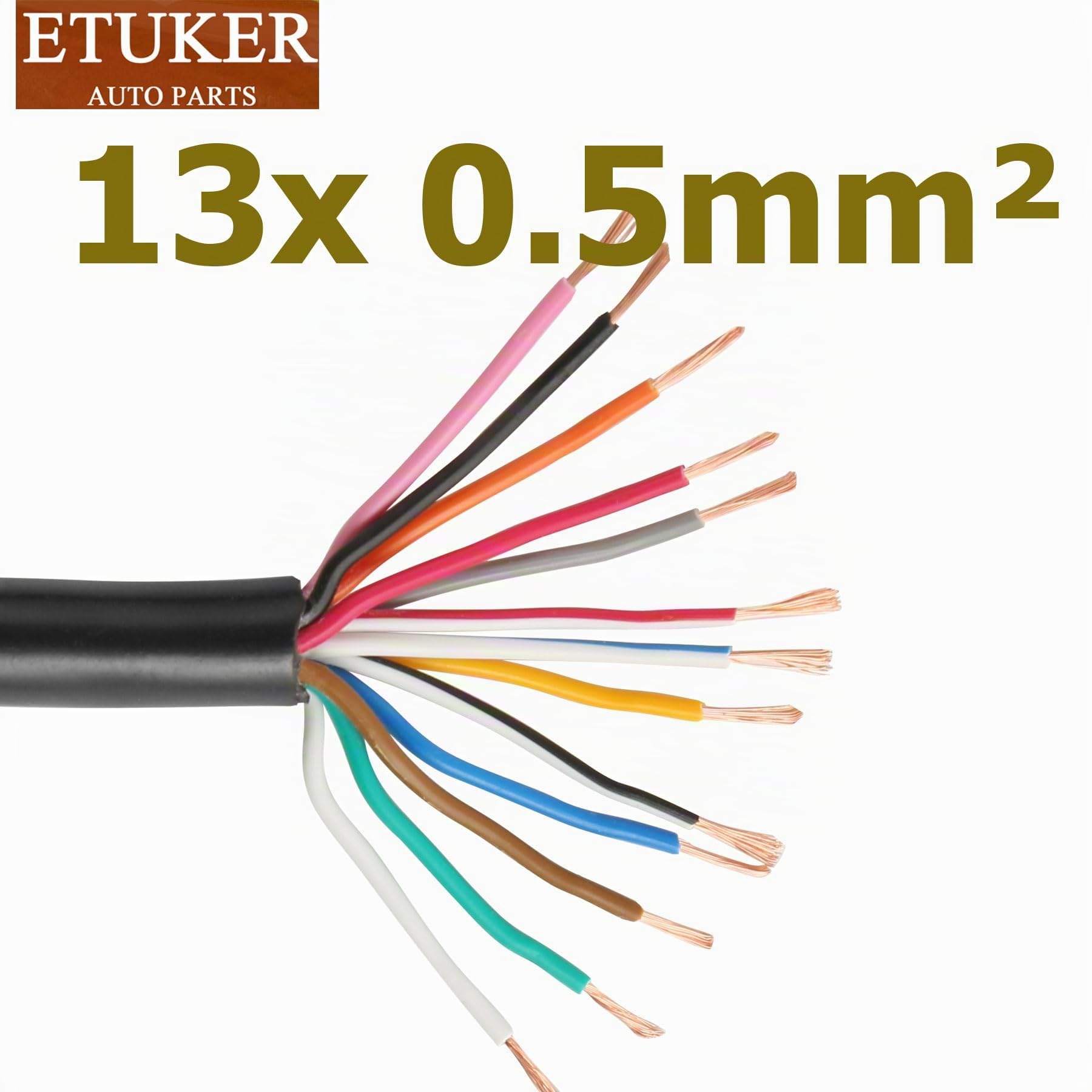 Cable Remolque 13 Polos 10M Cable Eléctrico 13Núcleos para Instalación de Automotrices,Cable Vehículo Ronda 13 Hilos 13x0.5mm²