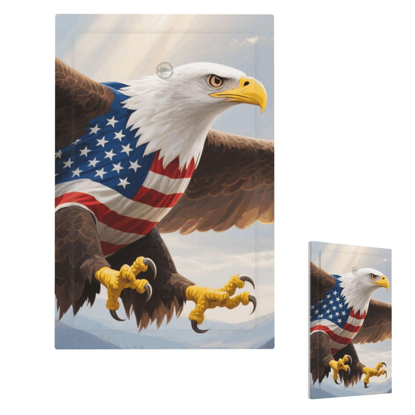 Fekiloot Single Blank American Eagle Flag Wall Plate Cover Modern Decorative 1 Gang Light Switch Cover Unbreakable Receptacle Outlet Covers For Living Room Bedroom Home Decor