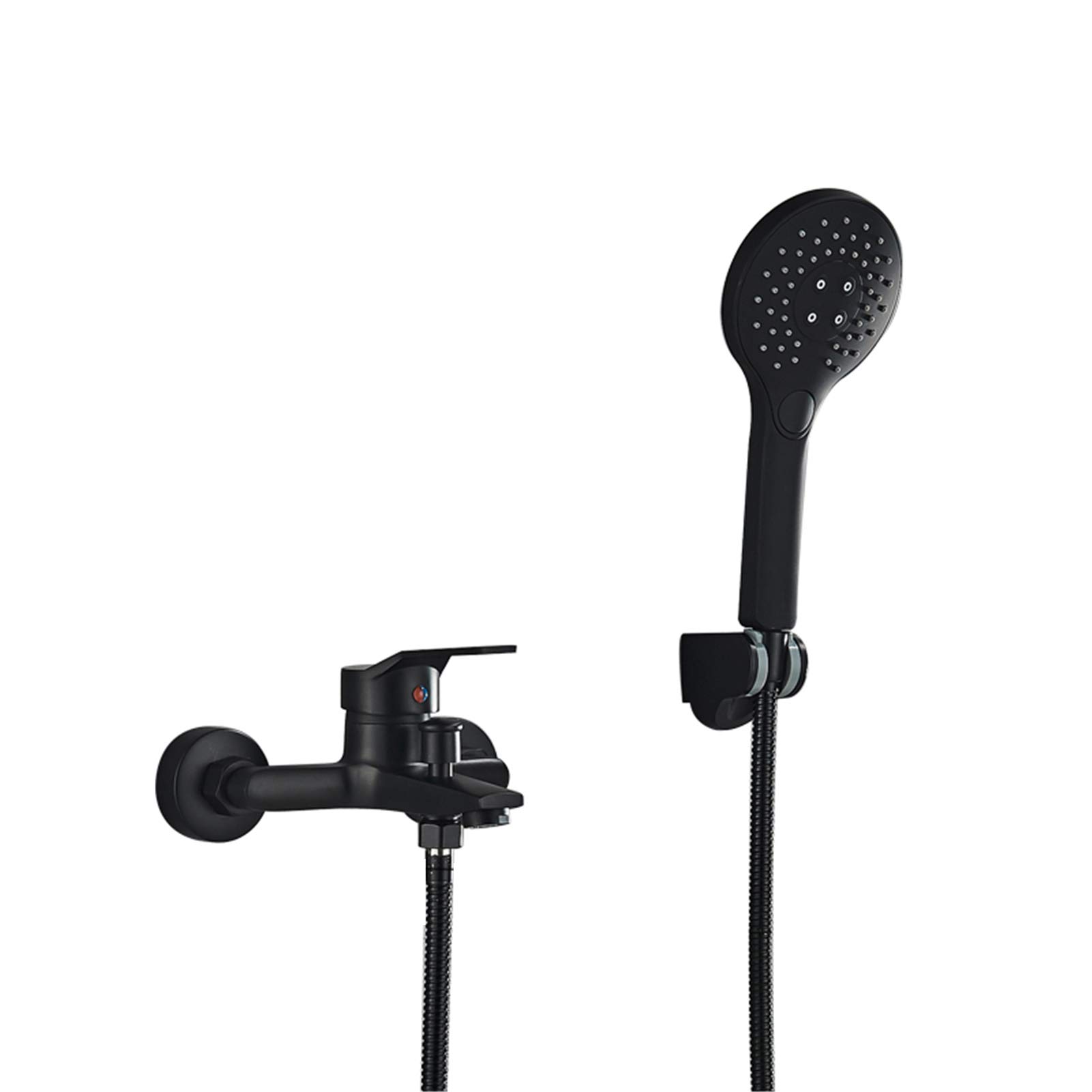 Robinet de baignoire haut de gamme noir mat, mitigeur mural deux fonctions de douche