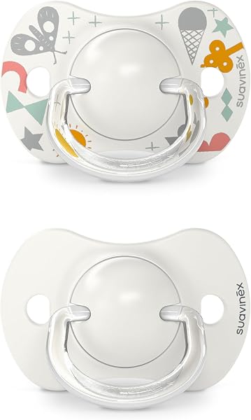 Suavinex Confezione da 2 Ciucci con Tettarella Simmetrica in Silicone SX Pro, per Bambini 0-6 Mesi, Ciuccio Neonato, con Tettina più Piatta e Flessibile, Walk in the Park Grigio - 2