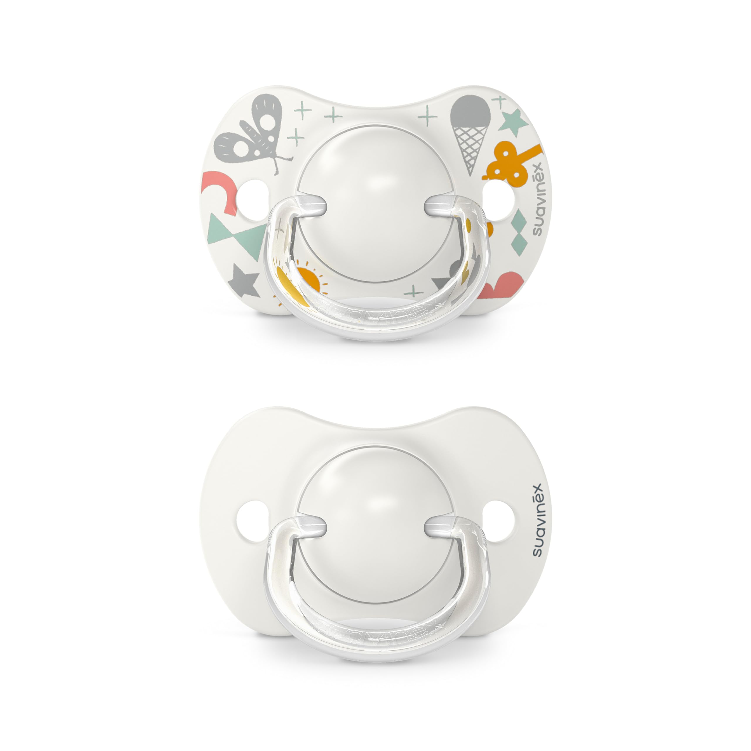 Suavinex Confezione da 2 Ciucci con Tettarella Simmetrica in Silicone SX Pro, per Bambini 0-6 Mesi, Ciuccio Neonato, con Tettina più Piatta e Flessibile, Walk in the Park Grigio - 2