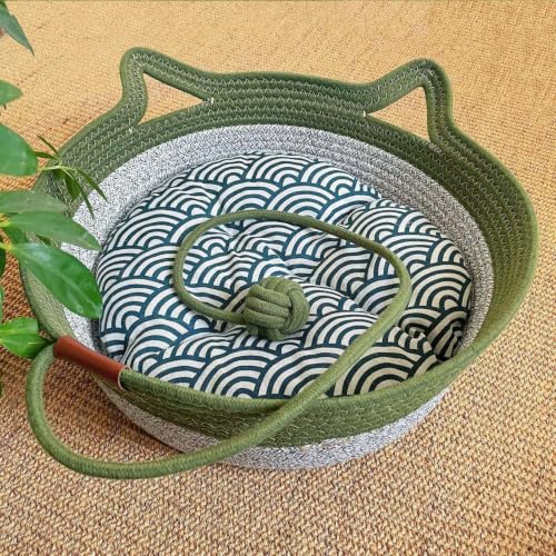 Cesta para cama para gatos pequeños y tumbona transpirable de algodón para mascotas 4