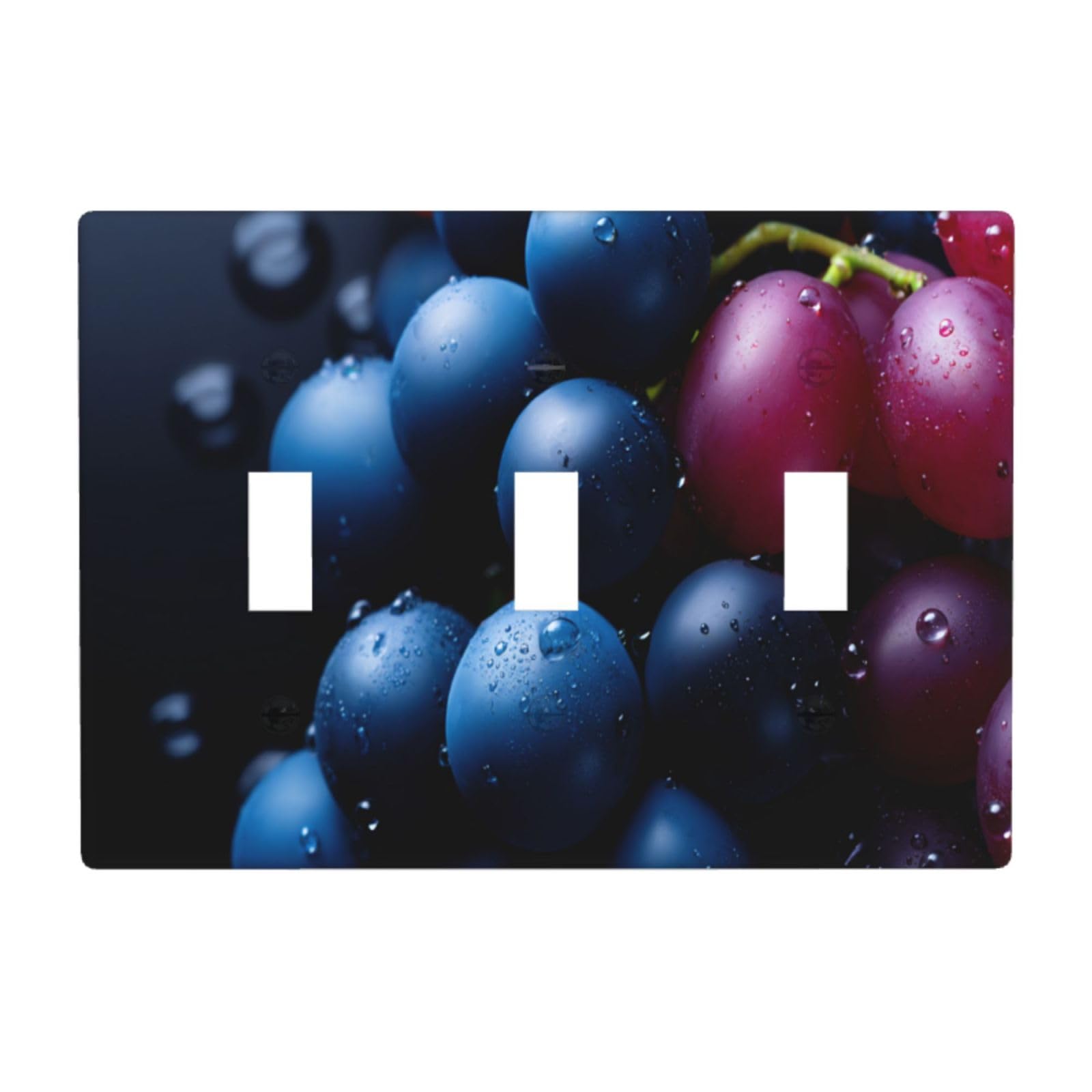 Elegant Grapes Light Switch Covers 3 Gang Triple Toggle Wall Plate Switchplate Electrical Faceplate for Bathroom Kitchen Bedroom Decor