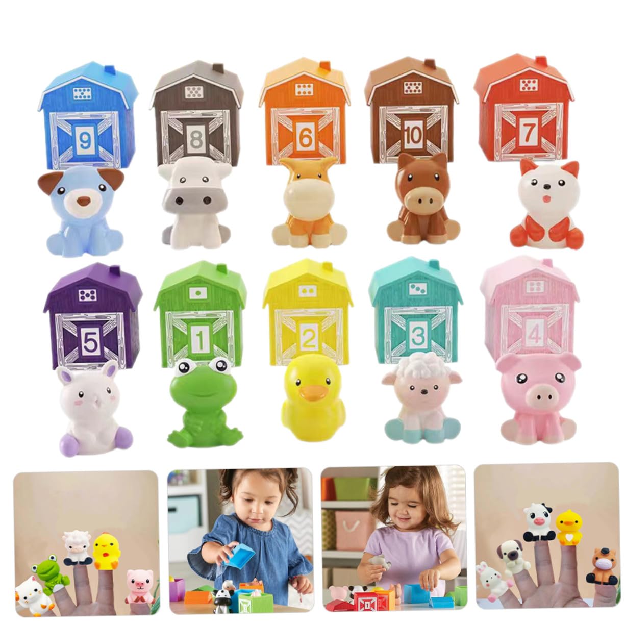 Uonlytech Títeres de Dedo de Animales de Granja para Niños Conjunto de 10 Flexibles y Livianos Perfectos para Fiestas Disfraces y Espectáculos de Dedos