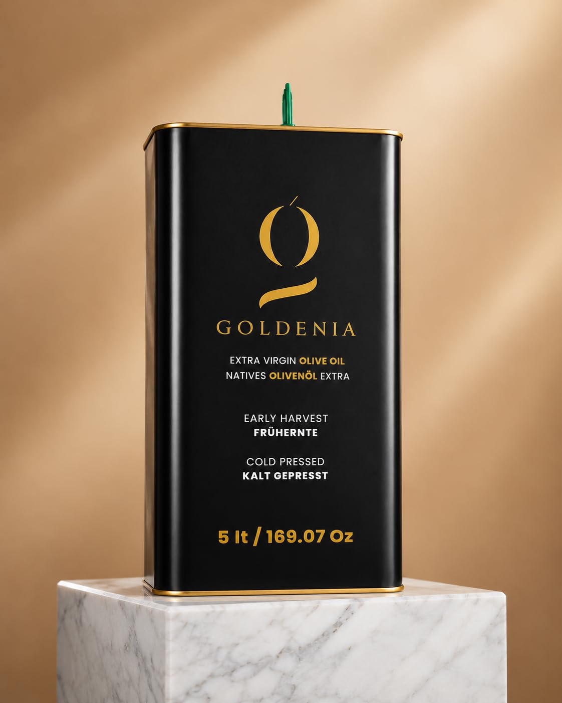 GOLDENIA Premium Natives Olivenöl Extra 5L – Frühernte, Kalt Gepresst, Extra Virgin Olive Oil, Erste Güteklasse, Product of Turkey, Premium Olivenöl im Metallkanister
