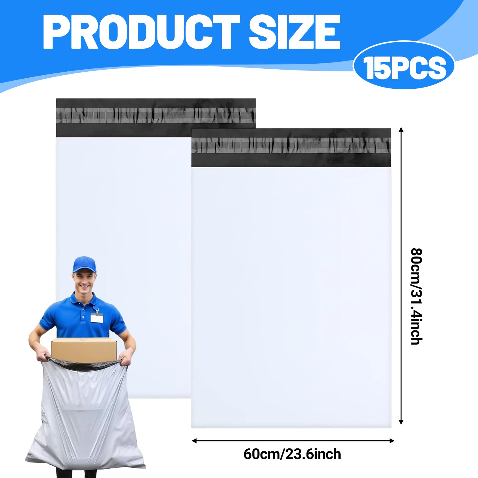 15 bolsas de envío grandes, 60 x 80 cm, opacas, autoadhesivas, resistentes al agua, para envíos de mercancías, embalaje, ropa, envío, textiles
