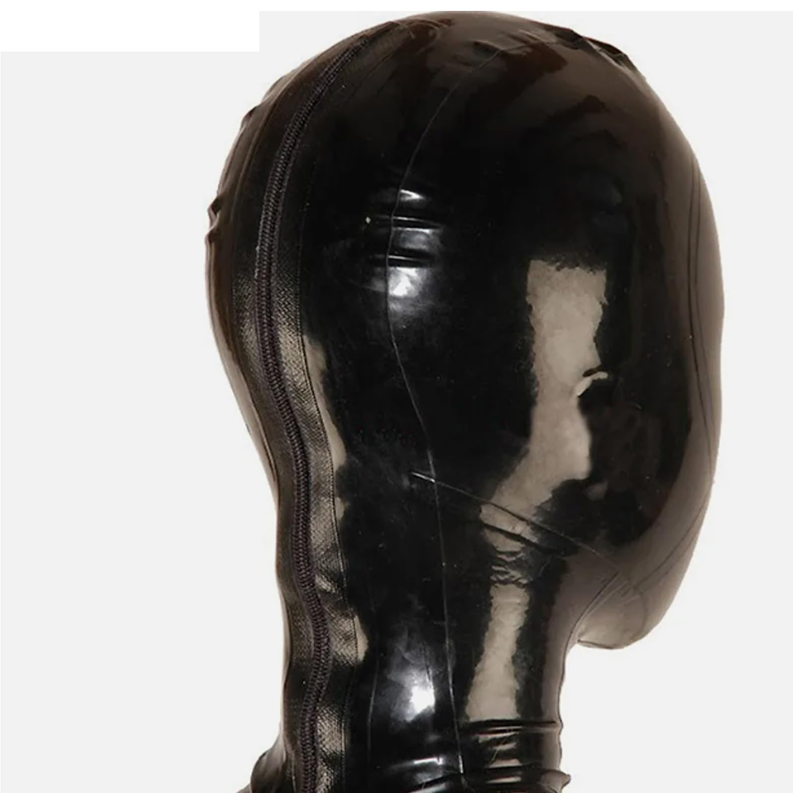 Kangxinsheng Black Latex Hood with Back Zipper,Rubber Mask open Eyes and Nose,Unisex Cosplay Club Costume (XXL) - Image 4