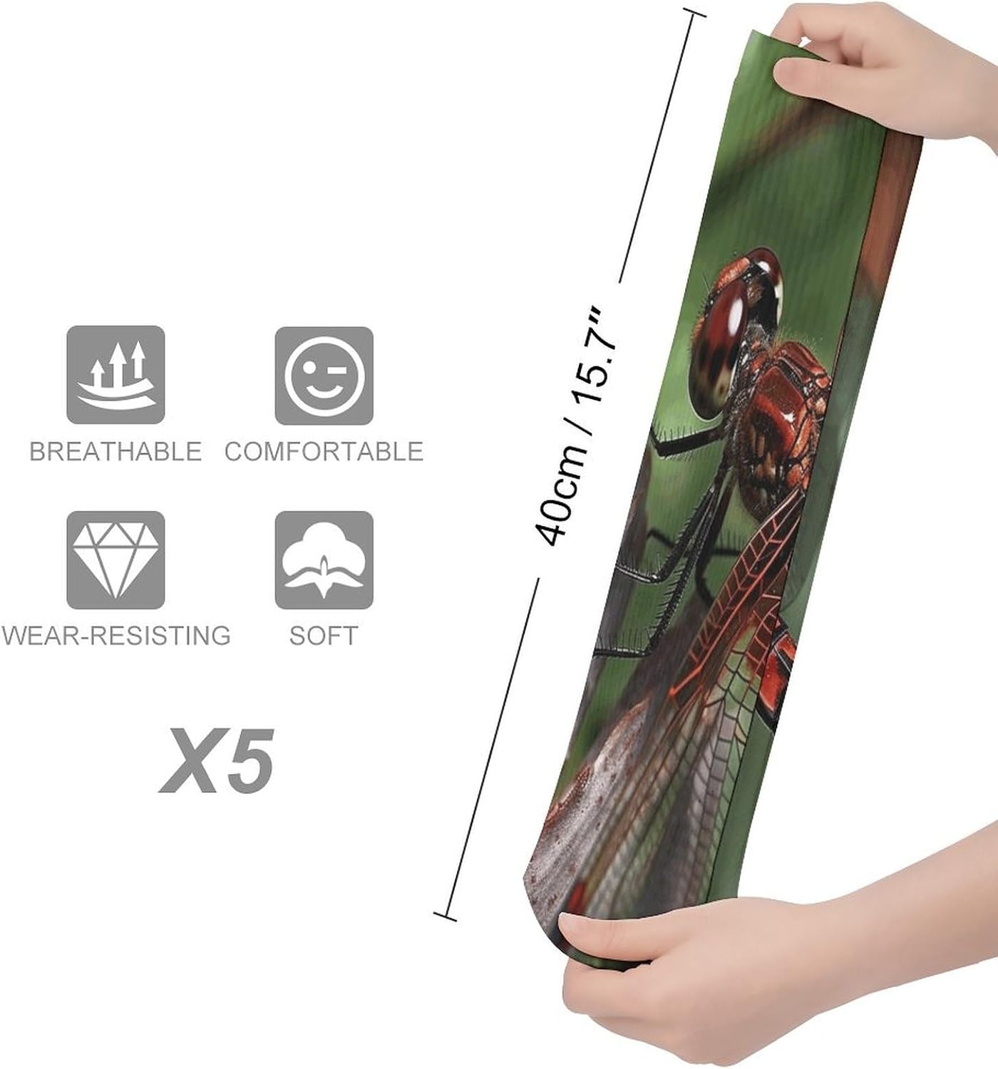 5 Pairs Knee High Socks Red Dragonfly Long Tube Boot Seamless Toe