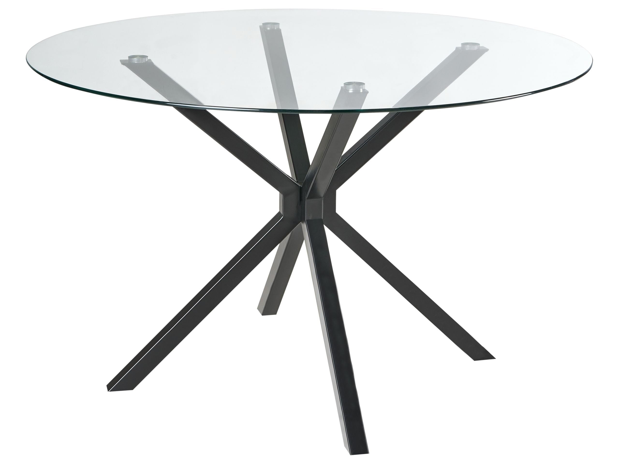 Beliani Tavolo da pranzo rotondo Glamour ⌀120 cm Piano in vetro temperato Gambe d'accento Nero