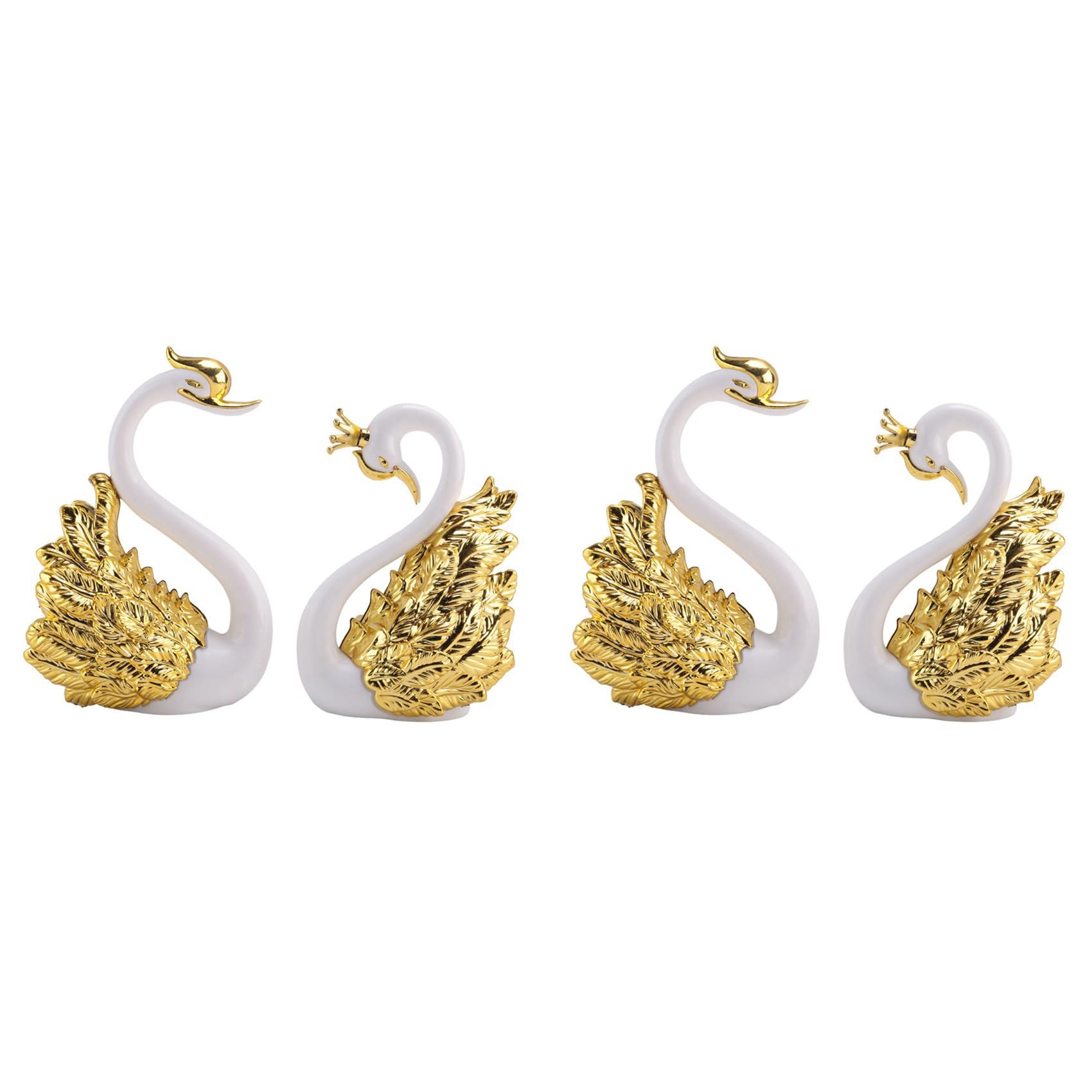 Hndhbfgrt 4 Pieces of Swan Ornaments Figurines,Swan Cake Decoration,Car Figurines Decoration,Home Wedding A