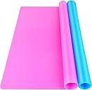 LEOBRO Silicone Mat for Resin Molds, 2 PCS 15.7" x 11.7" Playdough Mat, Silicone Mats for Crafts, Jewelry Resin Molds Mats, for Resin, Clay, Paint, Blue & Rose Red