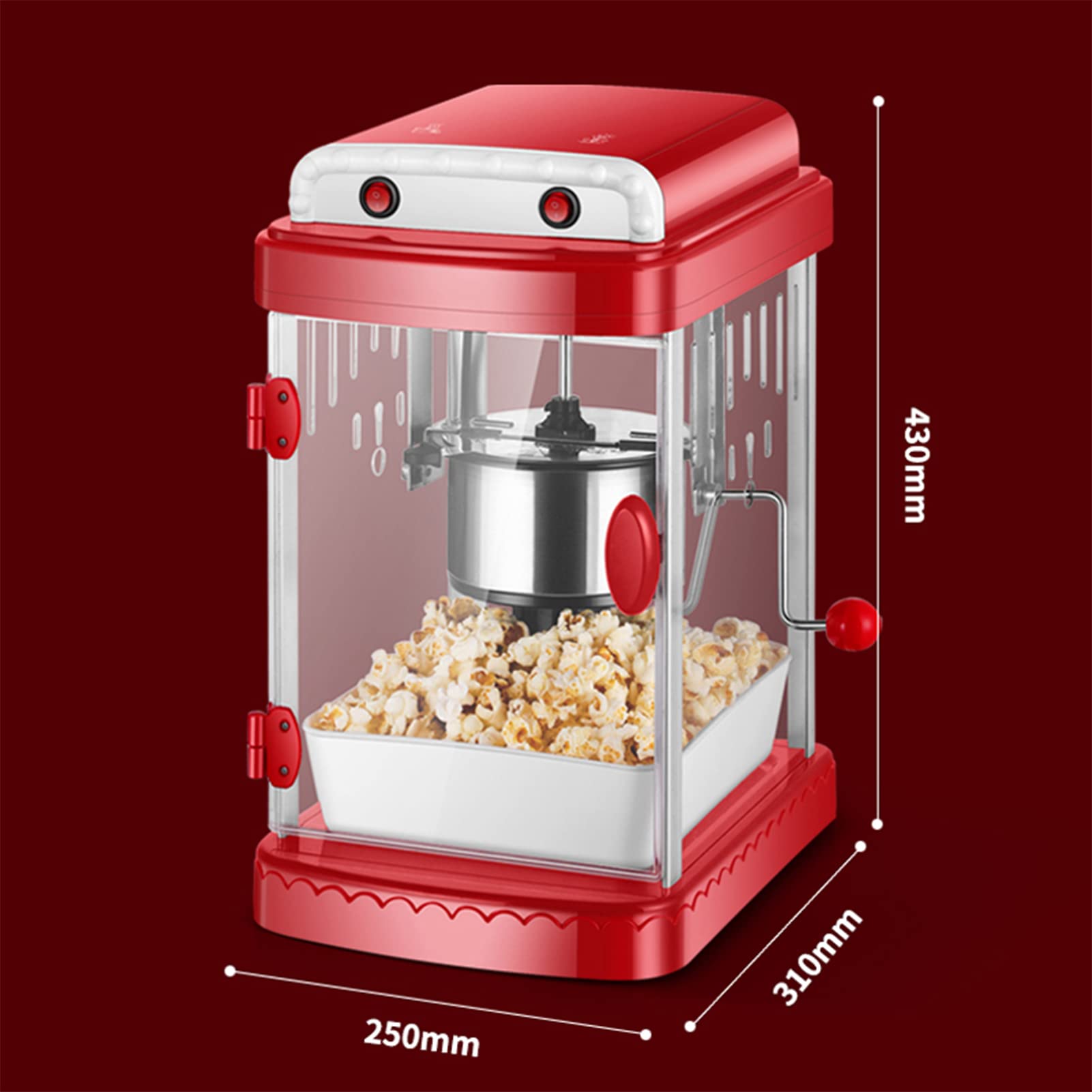 Macchina Per Popcorn, Macchina Per Popcorn Elettrica Retrò Carnival, Popcorn Home Theater Ad Aria Calda Da 1200 W, Misurino Senza Bisogno Di Olio E Coperchio Superiore Rimovibile Per Feste E Bambini