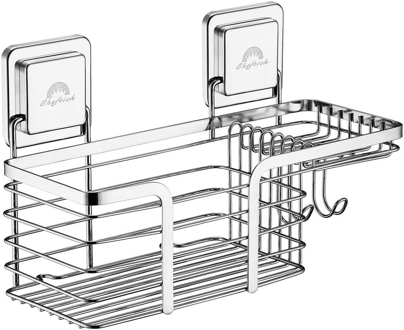 Shower Caddy Basket for Shampoo Stainless Steel Combo Organizer Basket with Soap Holder and Razor Holder, Features Powerful Magic Sticker Easy Install & Reusable, Guaranteed Not to Fall