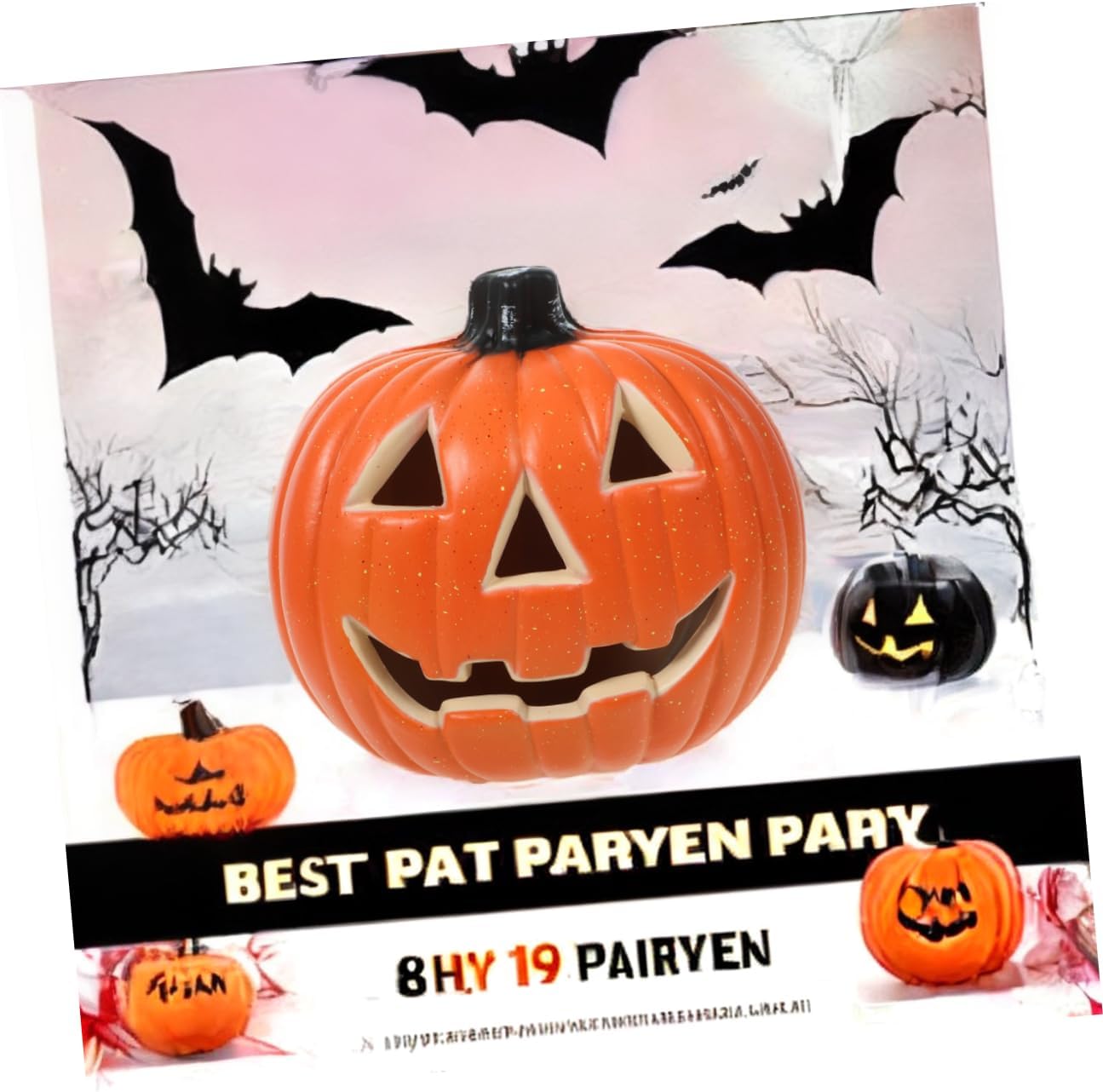 Printed Pumpkin Lamp for Halloween Party Decorative Light Portable Cartoon Face Lamp for Indoor Events