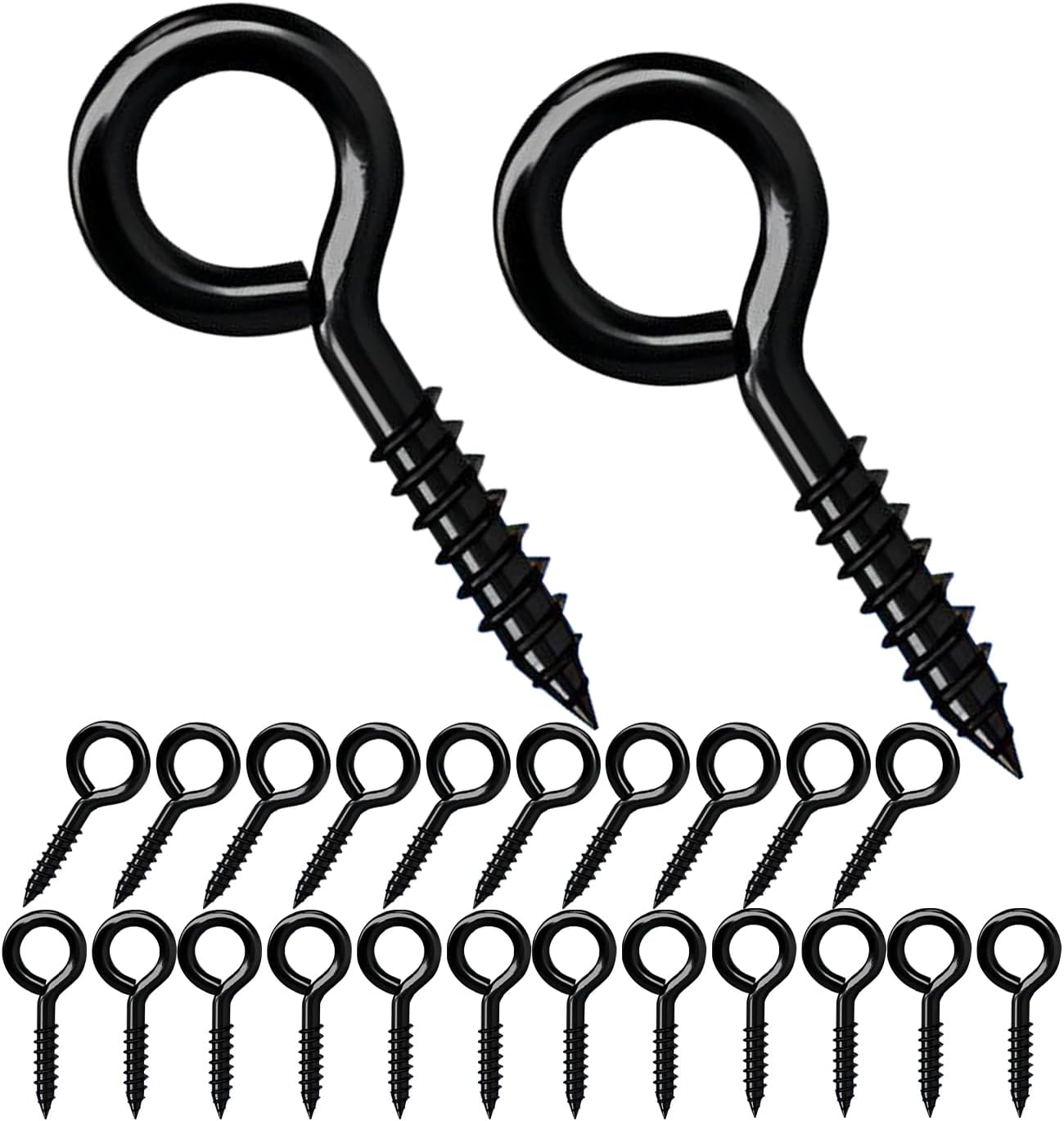 QRITY 20PCS Eye Hooks, 35mm Screw Hooks, Screw Eye Hook, Eye Bolts for Hanging Hammocks, Swing Chairs, Black