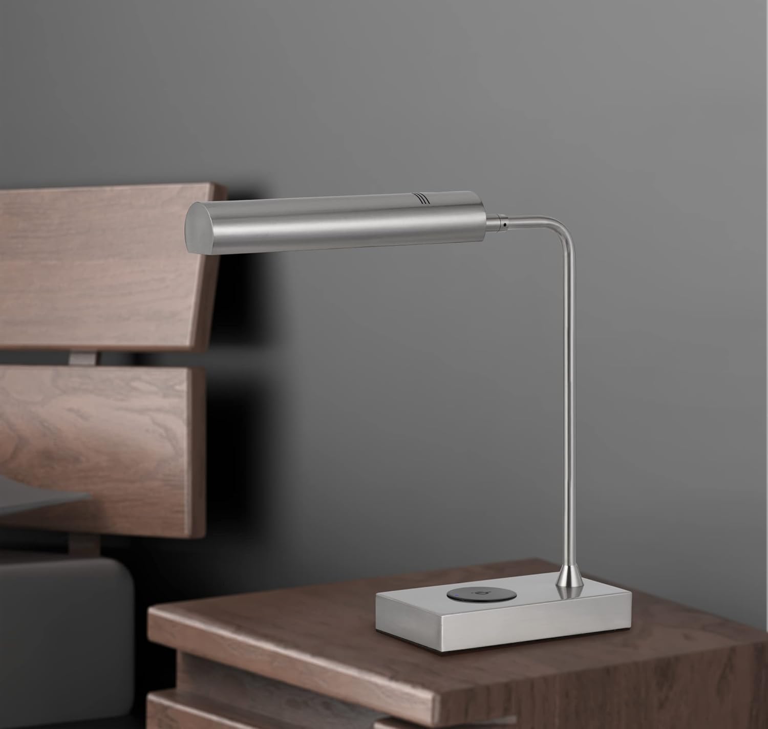 Cal Lighting BO-3133TB-BS Delray 12W Intergrated Led Metal Desk Lamp with Wireless Charging Port