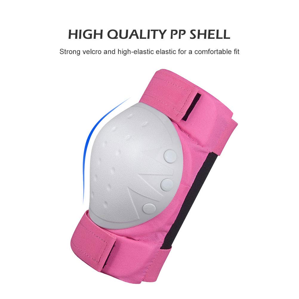 TOPINCN Adults Kids Knee Pads Elbow and Wrist Pads Set with PP Shell Protective Gear for Skateboarding Cycling and Ice Skating (Black #09)