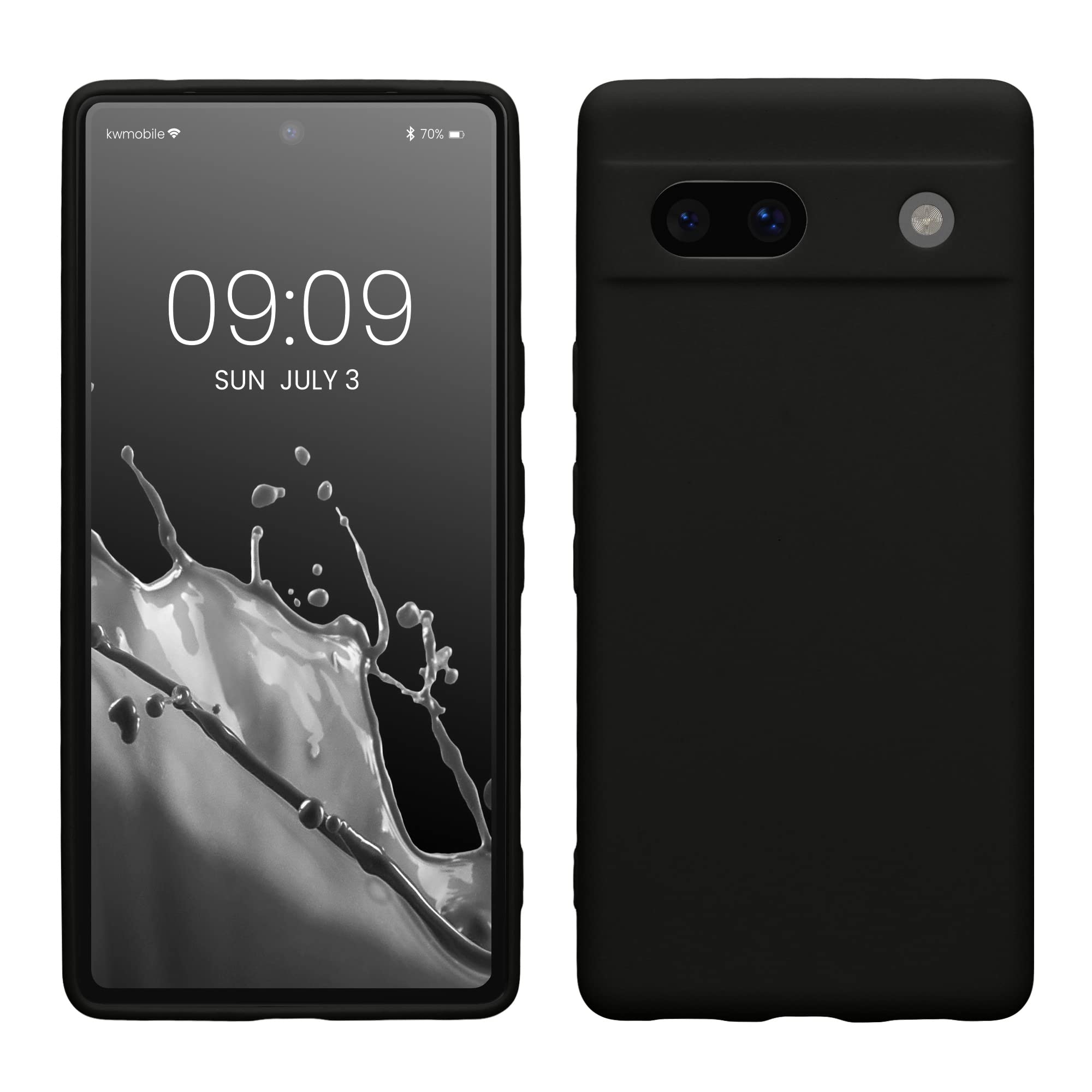 kwmobile Case for Google Pixel 7a Case - Protective Slim TPU Phone Cover - Soft Matte Finish - Black Matte
