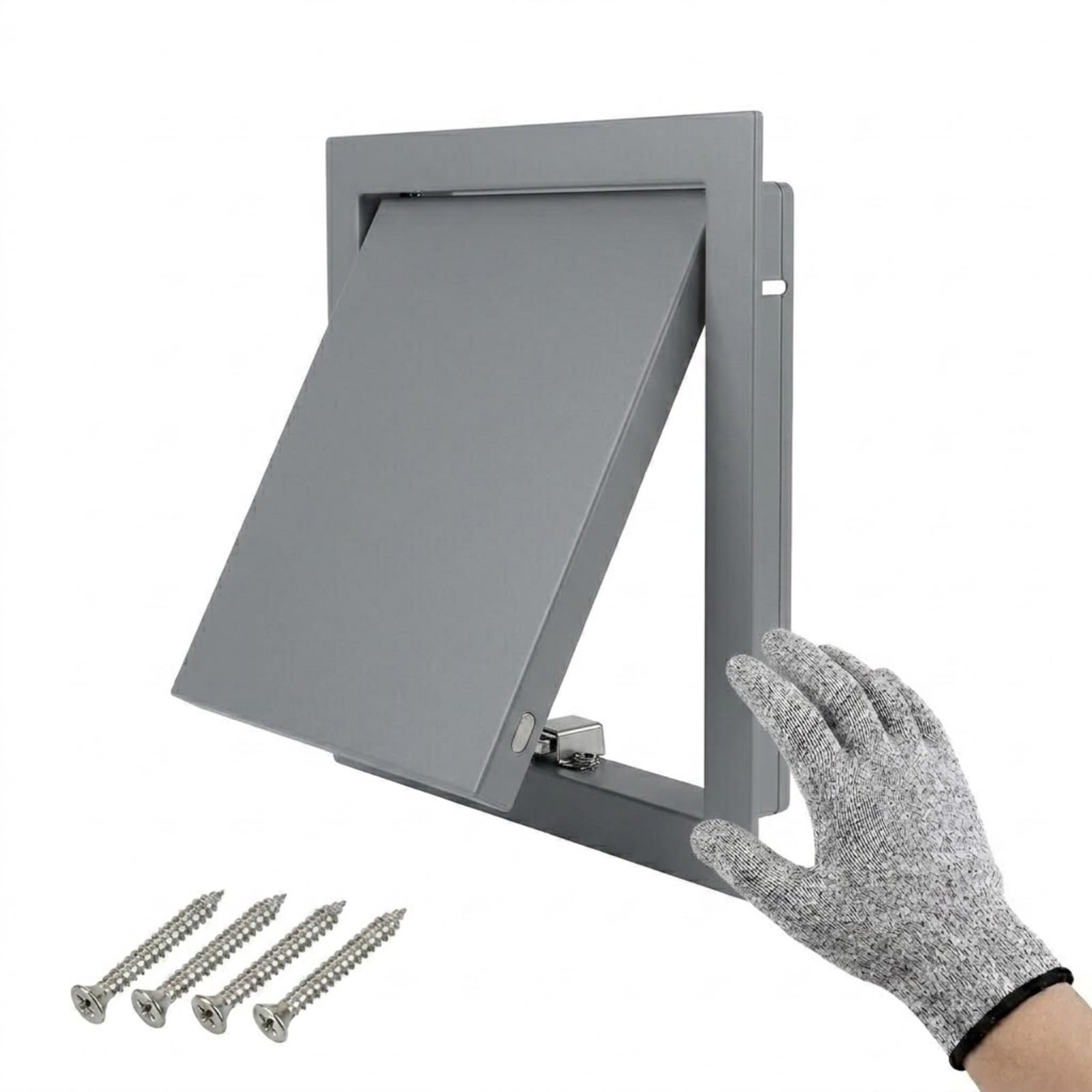 Inspection Hatch Metal Access Door for Plasterboard, 100x150-600x600mm Aluminium Alloy Push to Open Magnetic Panel, Meter Box Cover Fuse Box Inspection Hatch, Easy to fit(Gray,500x500mm)